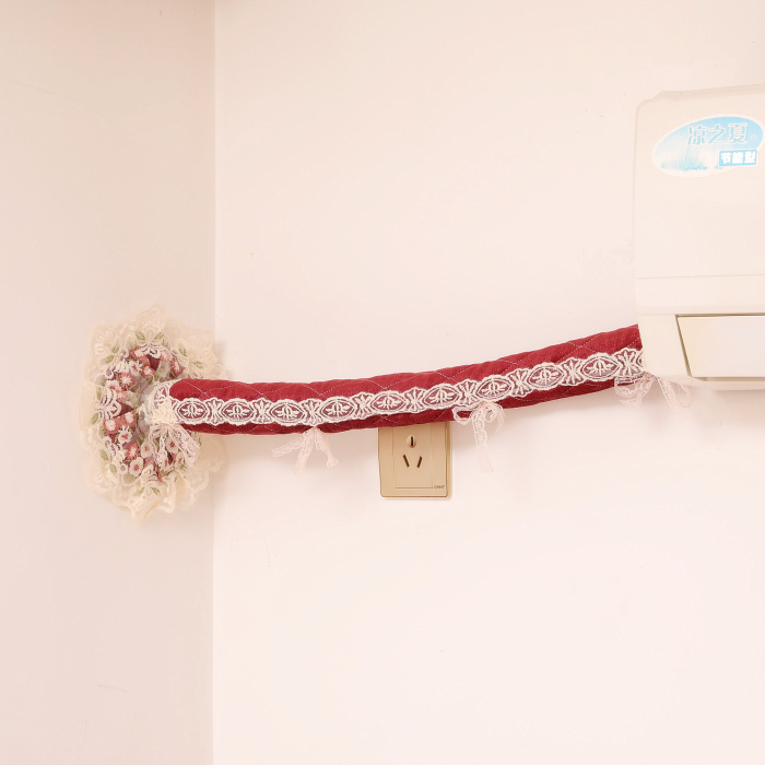 欧式田园风空调管套装饰遮挡洞贴布艺蕾丝刺绣暖气管套管道防尘罩