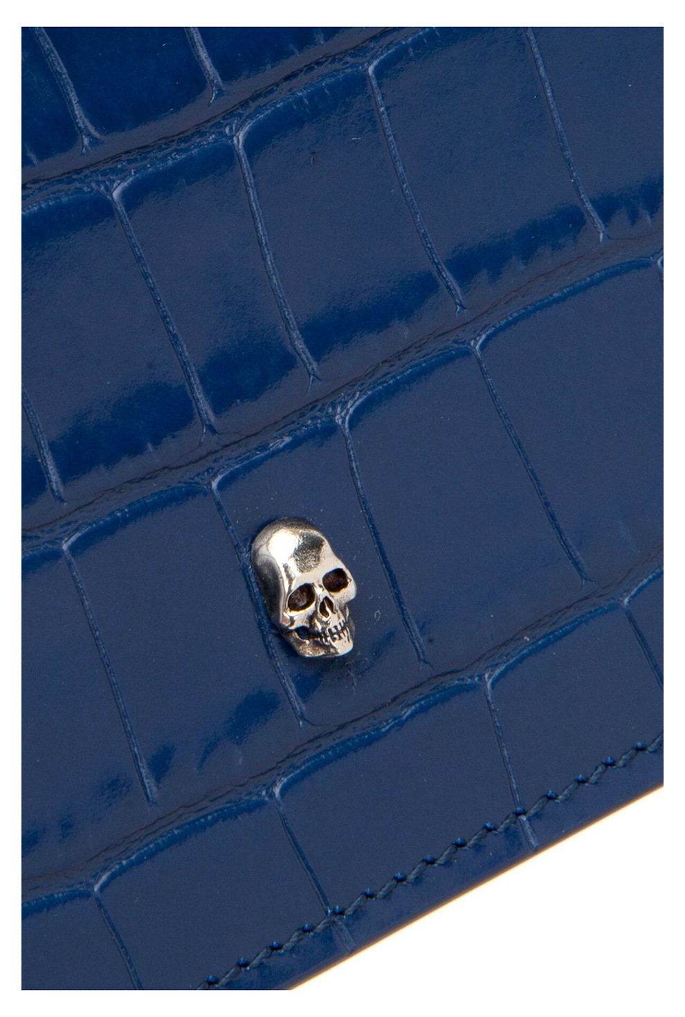 alexandermcqueen亚历山大麦昆男士牛皮鳄鱼纹骷髅头带卡位手拿包