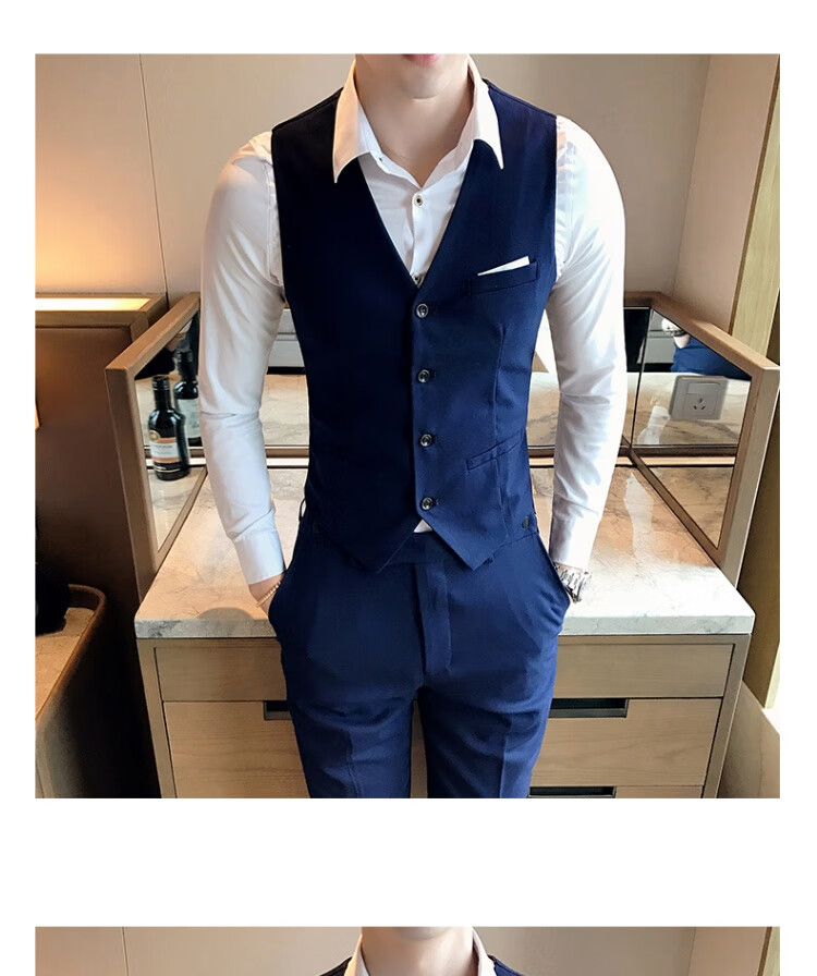 伴郎服装男西服马甲套装三件套韩版修身伴郎团新郎结婚礼服兄弟装