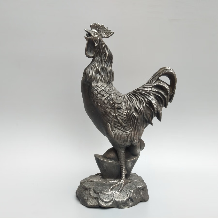 铁公鸡摆件 铁器公鸡摆件铸铁元宝财字鸡一毛不拔家居门厅铁公鸡装饰