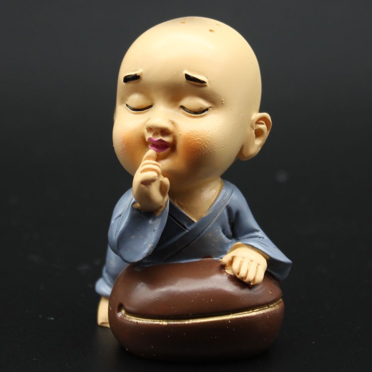繁巷 禅意小和尚摆件可爱佛系小沙弥摆件功夫和尚小公仔家居客厅装饰