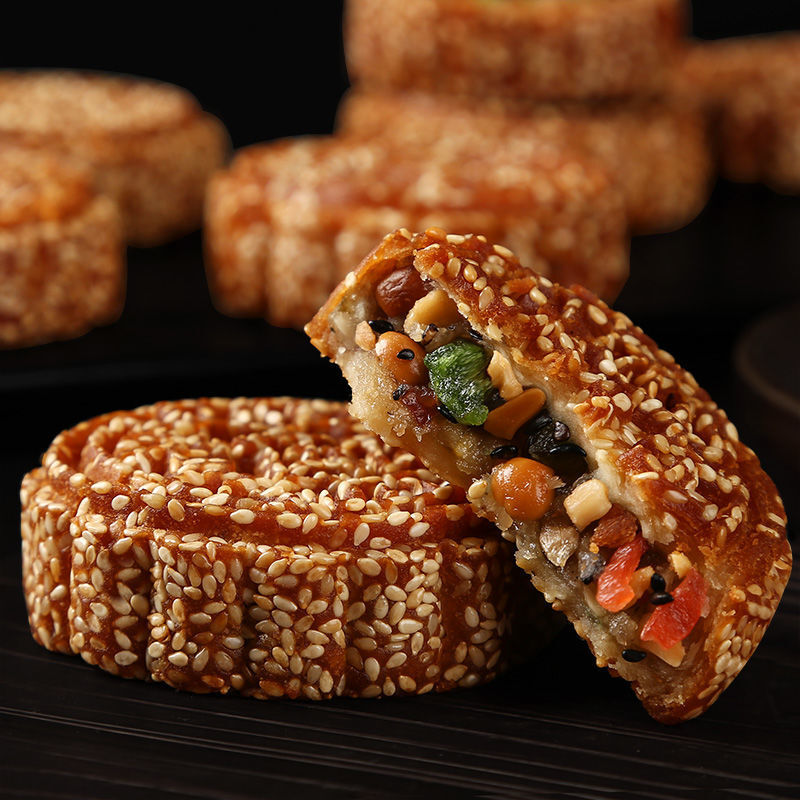 礼盒装月饼月饼五仁老式传统手工中秋大月饼糕点零食芝麻口味15个大