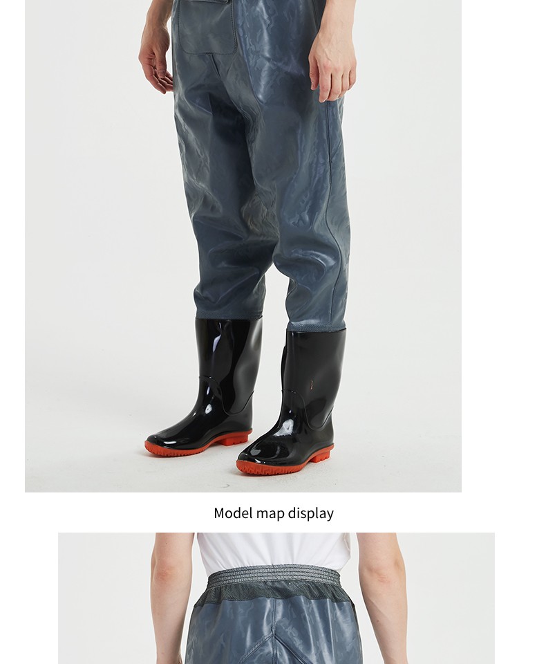 日本进口钓鱼捕鱼抓鱼橡胶牛筋齐腰鱼裤雨裤下水裤半身加厚防水耐磨连