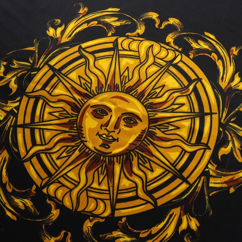 versace范思哲丝巾真丝黑色巴洛克图案太阳丝巾 e72ga0y01ezg067e982