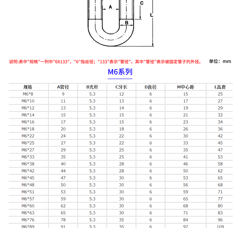 m6m8m10201不锈钢u型螺丝u型管卡u形螺栓管夹u码dn20253040m6185个