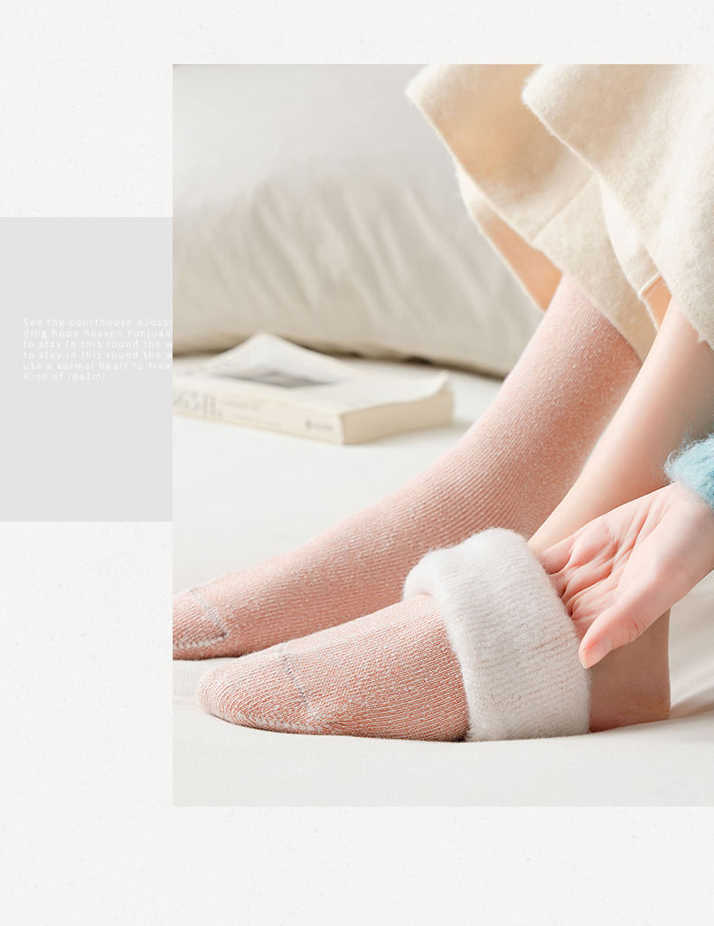 厚袜子女冬季加绒加厚棉袜冬保暖雪地袜纯棉地板袜女袜秋冬毛巾袜5双