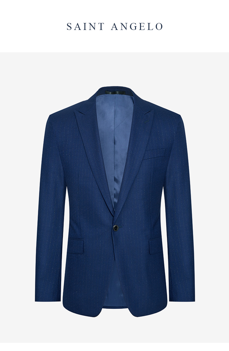 一粒扣藏蓝条纹男羊毛西装ebb201031 藏蓝条纹 50a(180/100)【图片