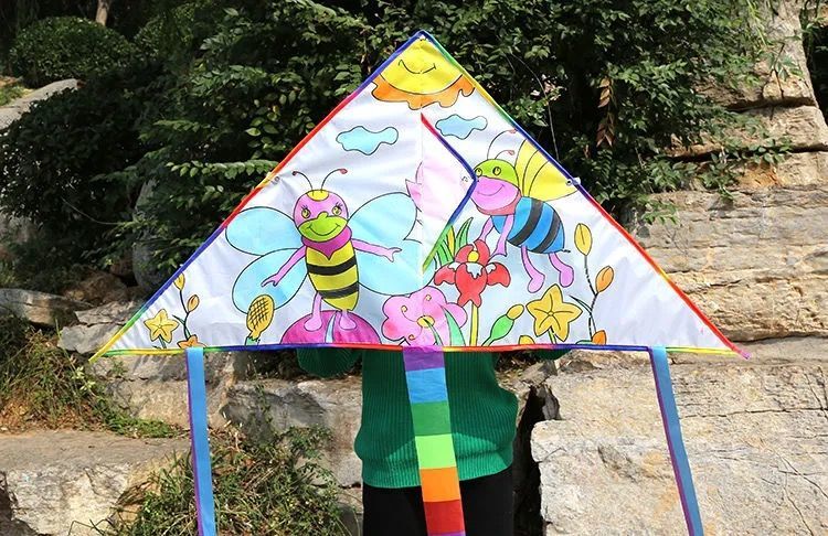 空白风筝儿童风筝diy风筝自制材料包手工风筝儿童易飞手绘风筝 小猪