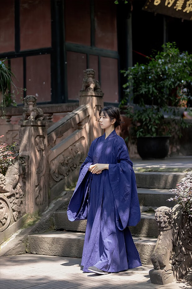 伊必圣 居士服女春夏大小袖棉麻道士长袍传统三清领道教道袍男太极 大