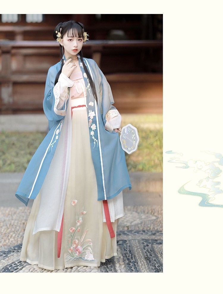 原创设计brangdy舒适优美花神记寇月宋制汉服女长褙子吊带百跌裙绣花