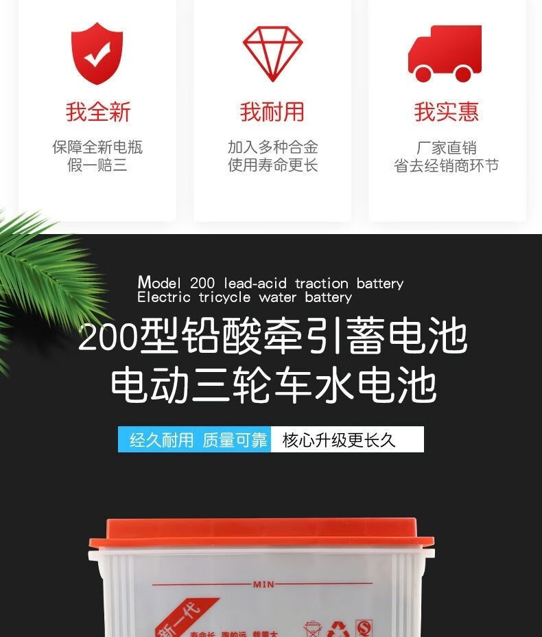 亿能水电瓶6gd220型300型400型3gd电动三轮四轮工程车铅酸蓄电池6gd