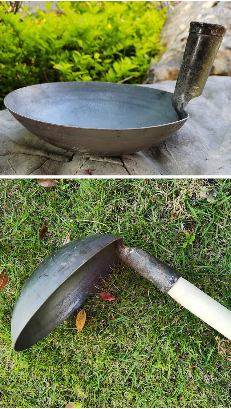 钢柄铁勺漏勺铁瓢大铁勺户外锅清理下水道淤泥挖泥土掏粪勺子灰勺直径