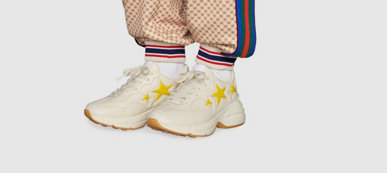 gucci古驰rhyton系列女士星星印花老爹鞋 白色 35.