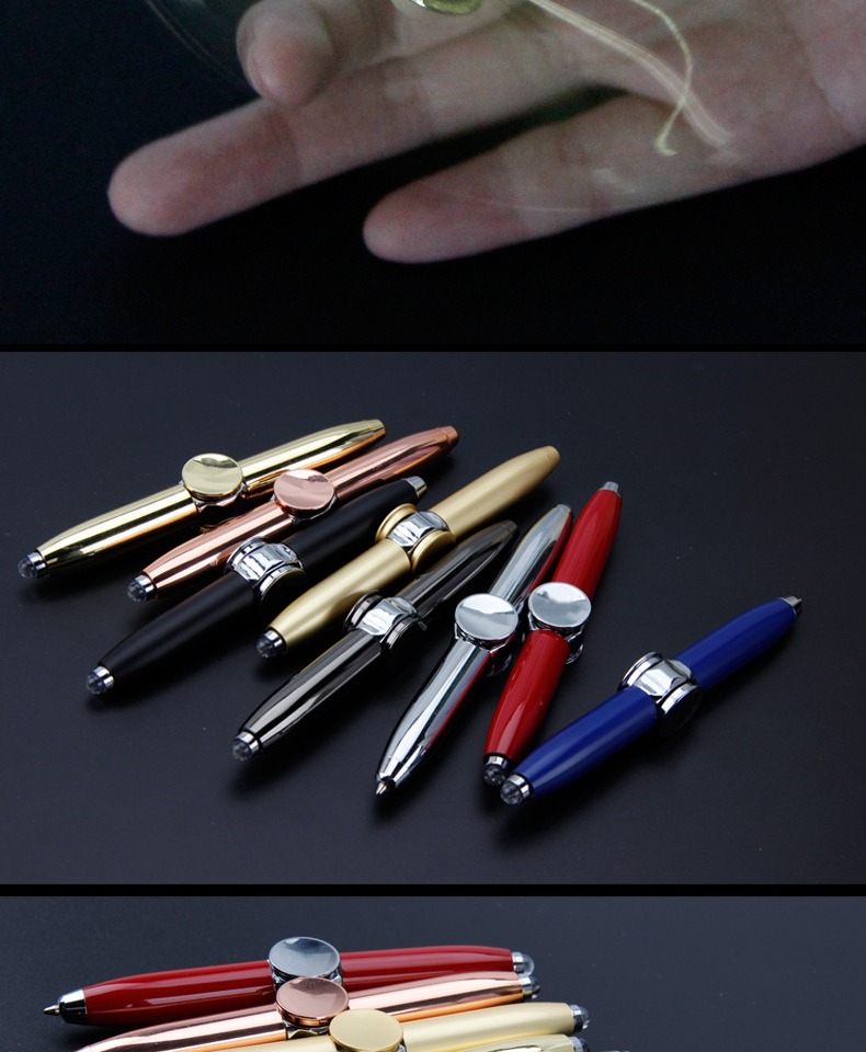 2022新款指尖陀螺中性笔笔指尖磁铁笔学生减压笔转转笔led发光陀螺耐