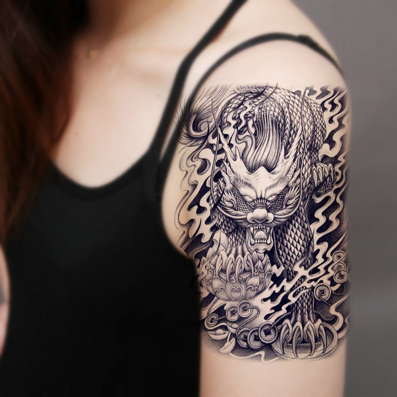 喻小熊纹身贴花臂刹车印防水纹身贴传统般若艺男女逼真花臂小腿手臂