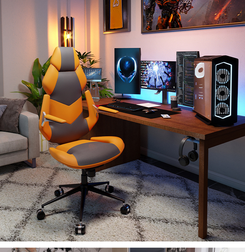 帝项电竞椅游戏椅人体工学椅久坐舒适椅子网吧沙发椅游戏座椅云墨色钢