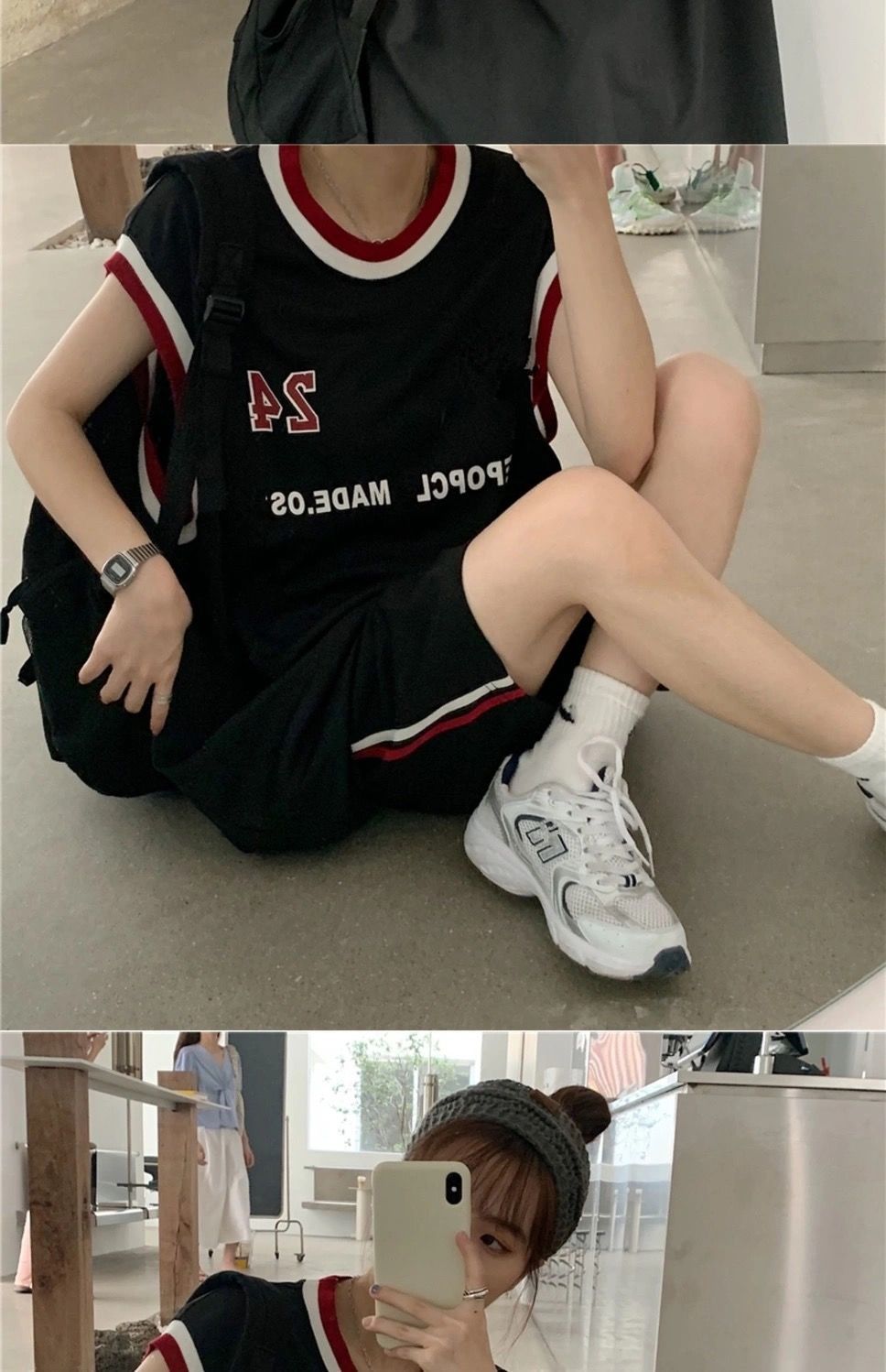 21新款韩版篮球服女生运动套装女学生酷休闲宽松球衣两件套潮q8灰色三