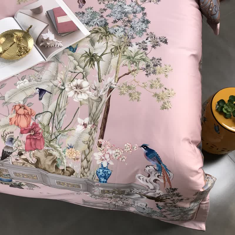 毕加索家纺四件套夏季中式100支数码印花四件套古典民族风贡缎样板间