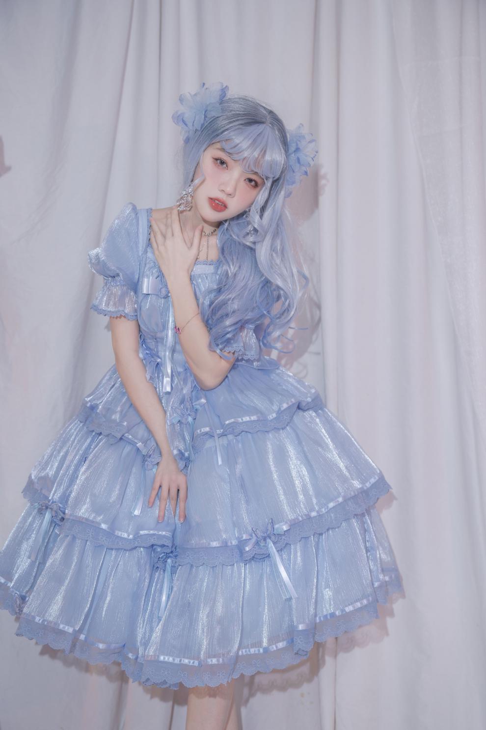 【全款现货】芙拉小姐洛丽塔lolita连衣裙短袖op花嫁华丽法式甜 白色