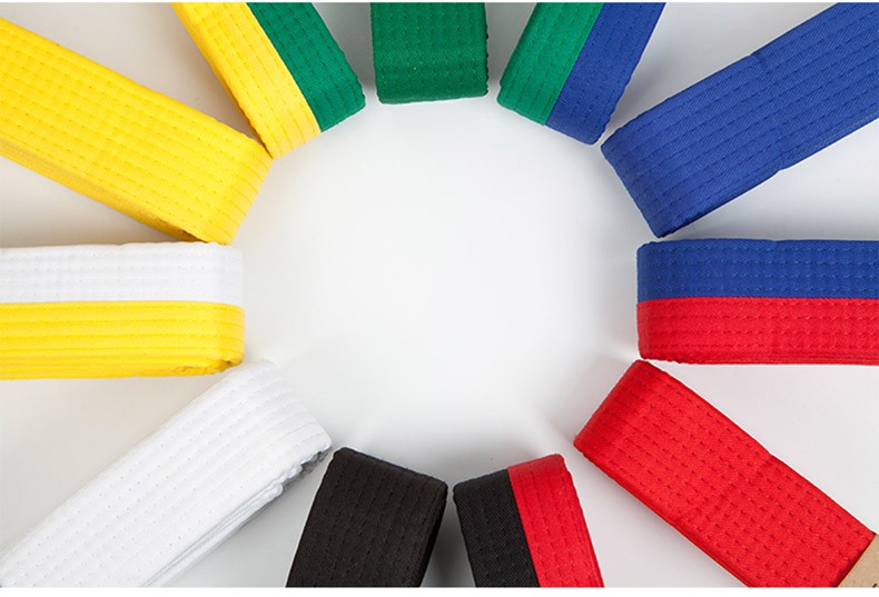 跆拳道腰带 儿童白黄红蓝黑带绣字跆拳道道服带子刺绣棉芯带子跆拳道