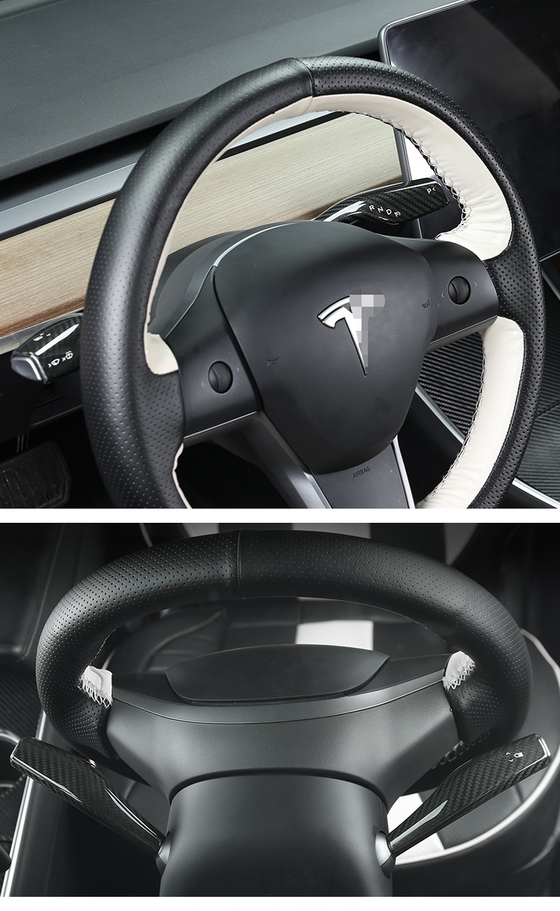 丫配件转向灯把柄档驾驶神器y改装model3y转向杆怀档饰片亮面黑色真碳