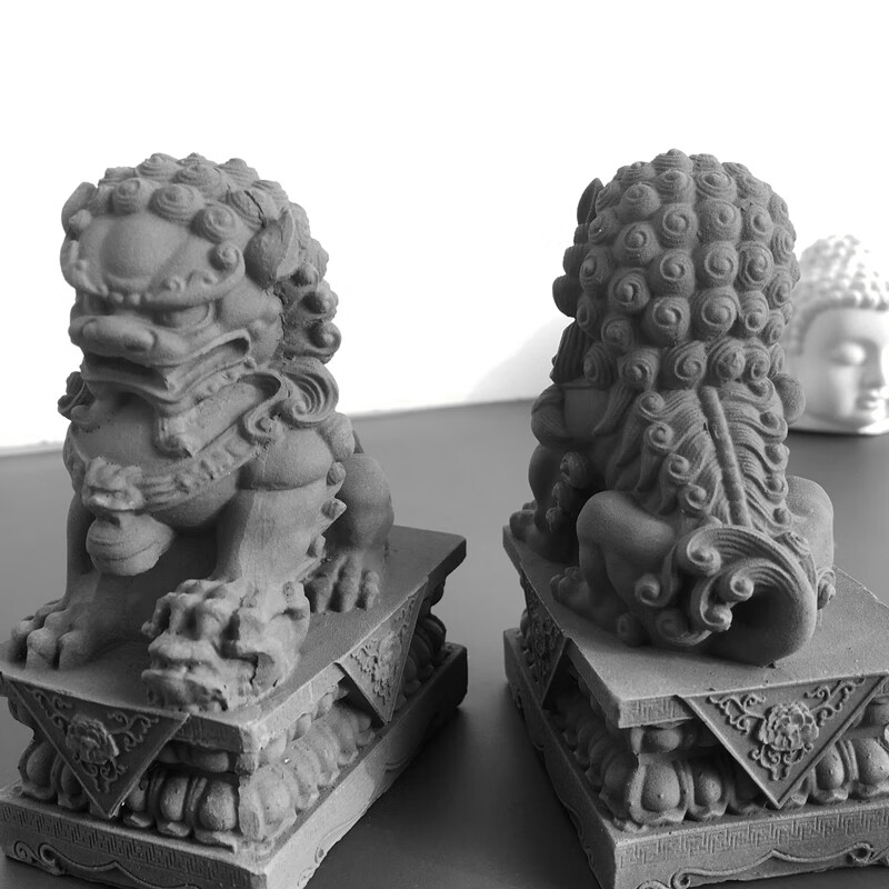 迷你石狮子水泥石狮子小号迷你鱼缸造景中国风桌面装饰摆件新中式创意