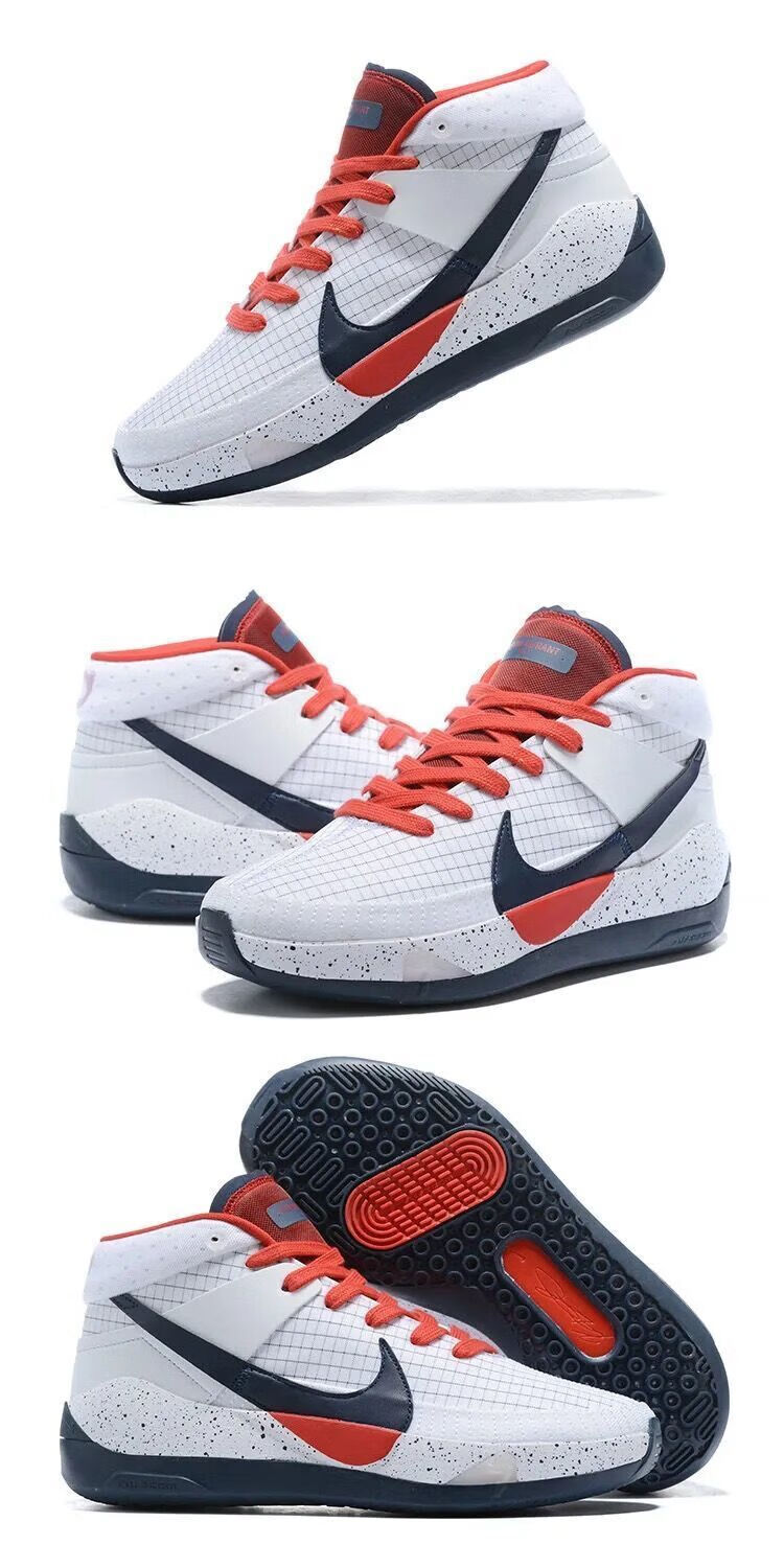 杜兰特13代男鞋kd13篮球鞋高帮黑白减震气垫耐磨运动鞋战靴黑白45