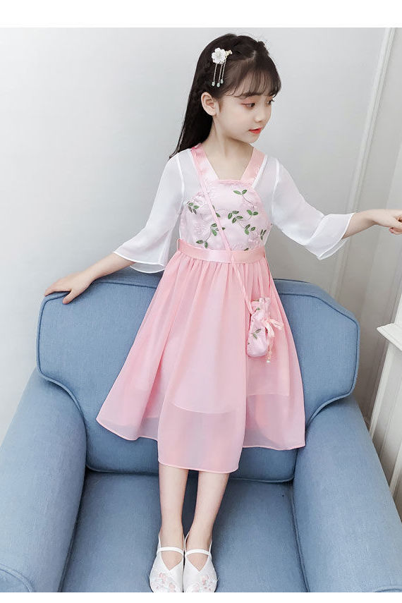 古装襦裙超仙夏季中大童513岁小女生童装夏款汉服古风连衣裙儿童樱花