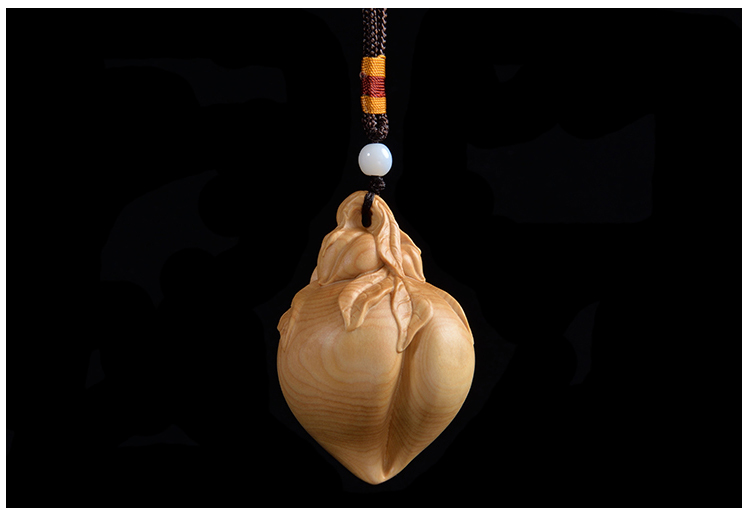 黄杨木雕实木把件文玩工艺品随身把玩仙桃子挂件纳福 仙桃小号 高5