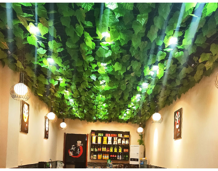 假花藤条藤蔓葡萄叶吊顶装饰仿真绿植塑料花叶子空调管道装饰遮挡36片
