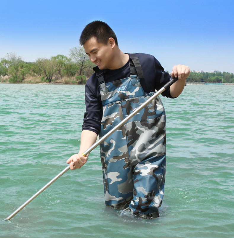 水衣裤捞鱼下水裤水库雨裤带雨鞋防水衣服水鞋半身连体男皮叉捕抓鱼