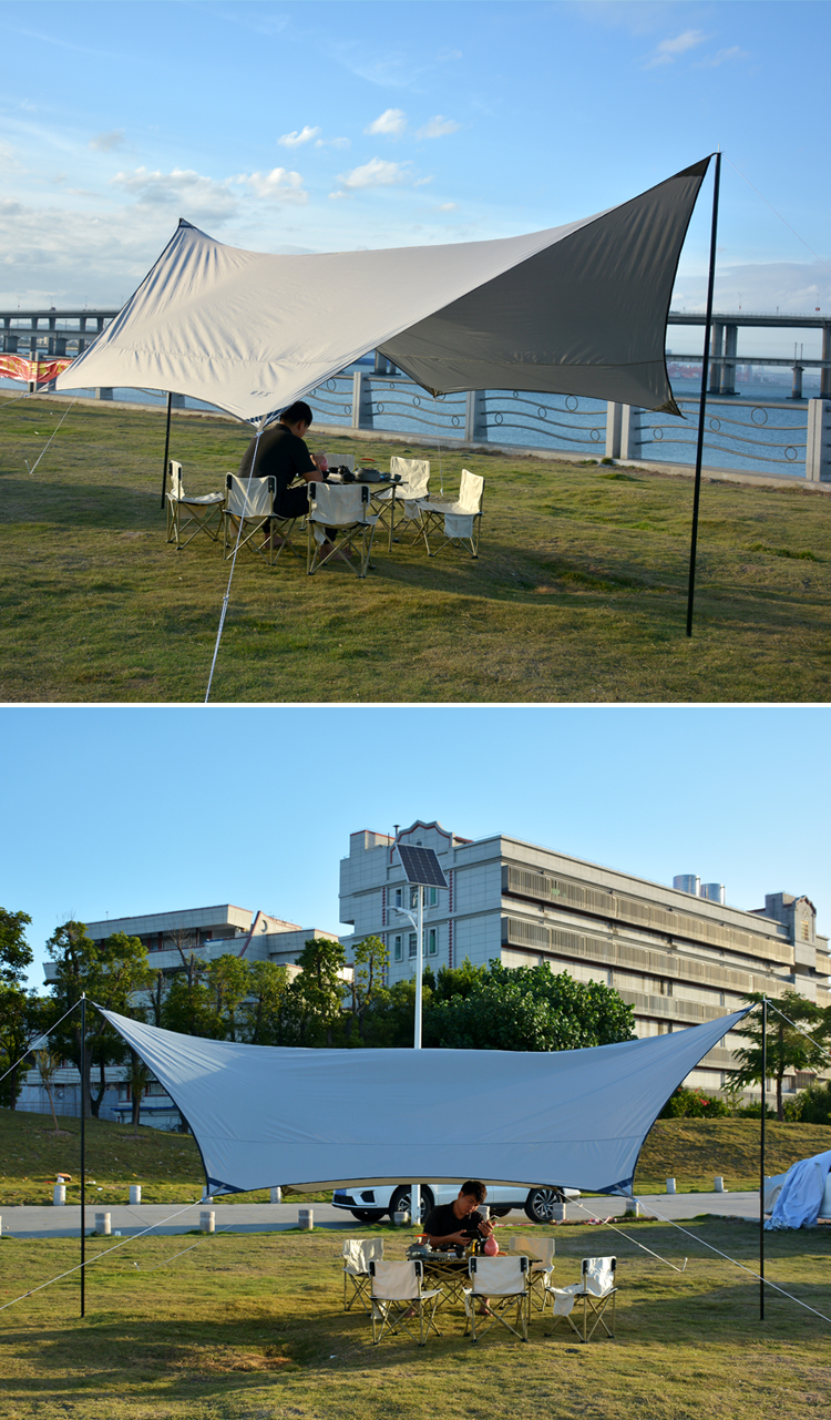迪卡侬天幕帐篷户外便携式露营防雨涂银遮阳篷多人野餐野营防晒沙滩
