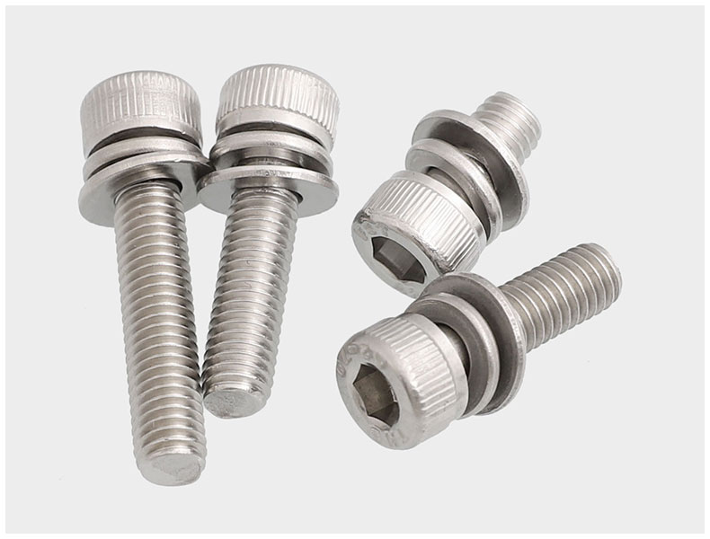 m6 304不锈钢内六角三组合螺丝钉圆柱头自带平弹垫螺栓*10x12x80 m6*