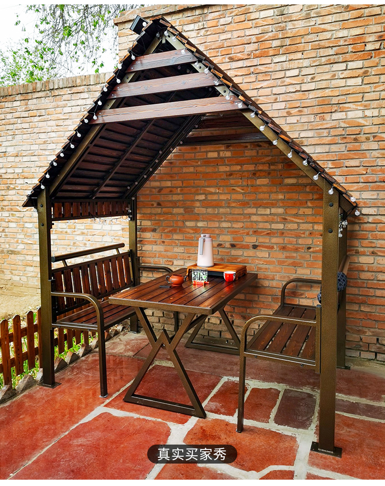 户外凉亭庭院露台楼顶小亭子别墅小院花园设计休闲简易家用四角亭阳光