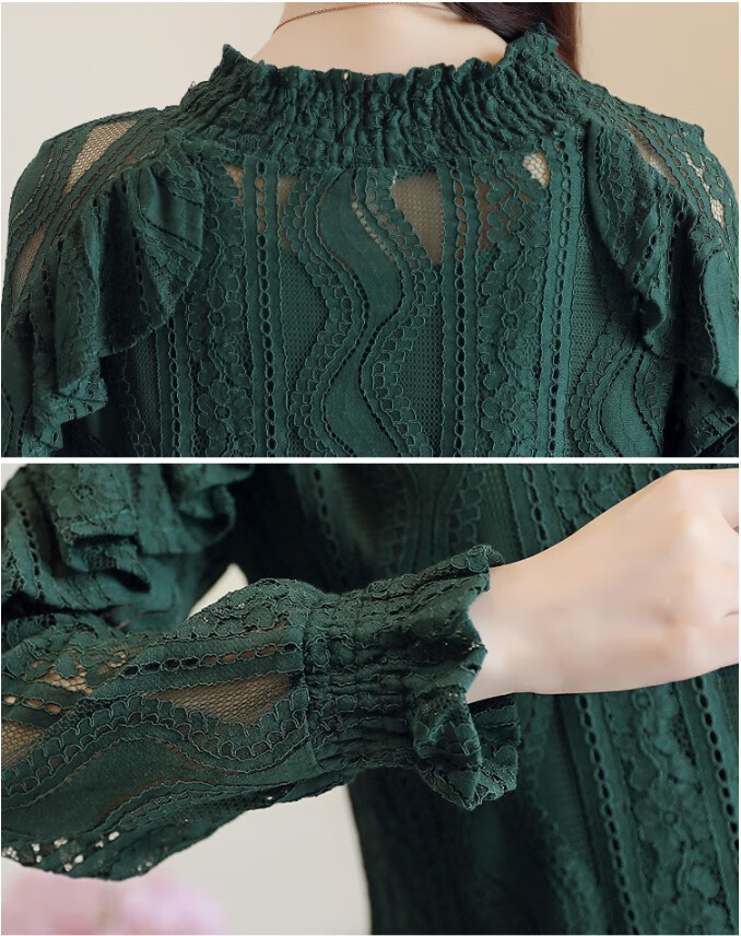 2021新款交谊舞上衣女长袖蕾丝宽松国标摩登小衫拉丁舞表演服跳舞黑色