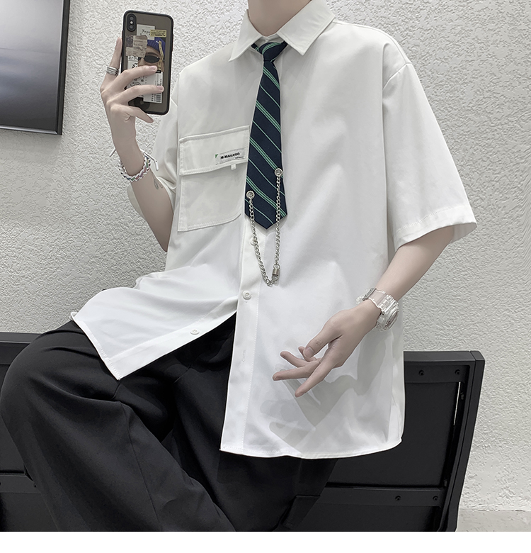 尡韵 学院风dk制服白衬衫男女款短袖痞帅夏季男学生胖哥大码休闲港风