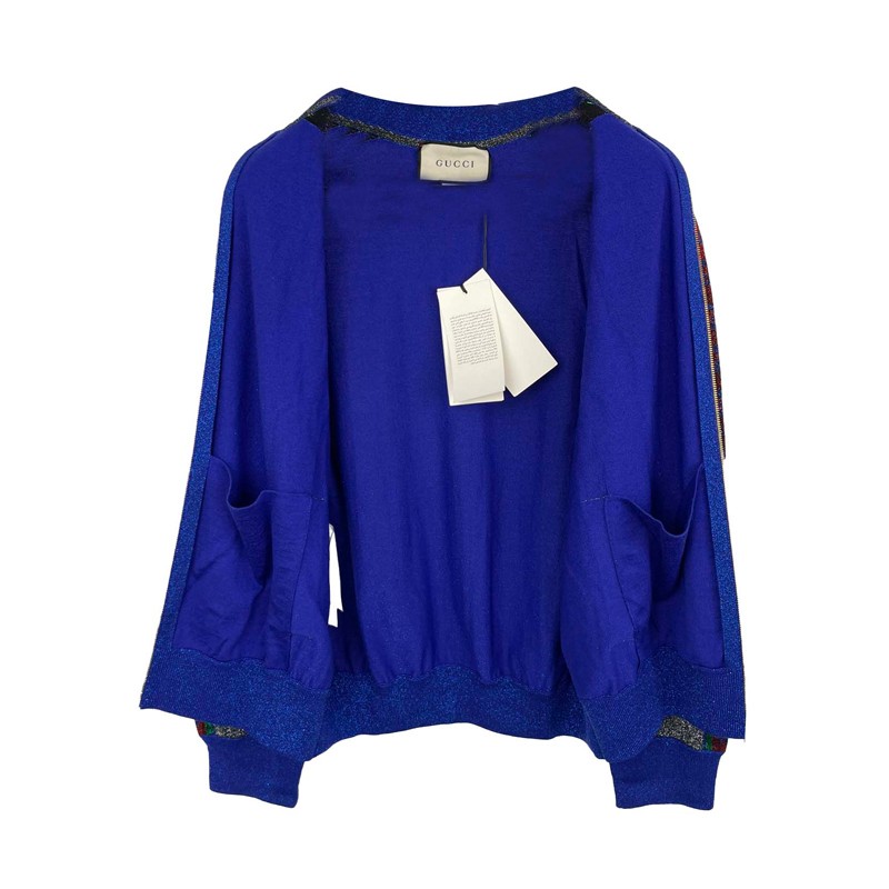 精品gucci古驰女士蓝色百搭运动外套os版型at蓝色xs码