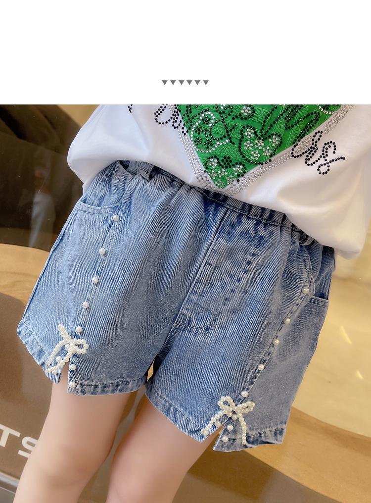 纤月情儿童牛仔短裤女外穿夏季女孩裤子9一12岁女童运动裤休闲薄款