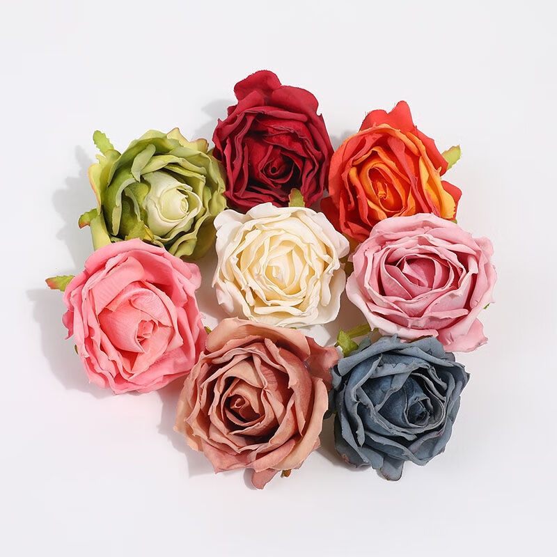 精选现发网红法式风仿真花玫瑰花头批发假花diy闺蜜拍照卧室摆设花头