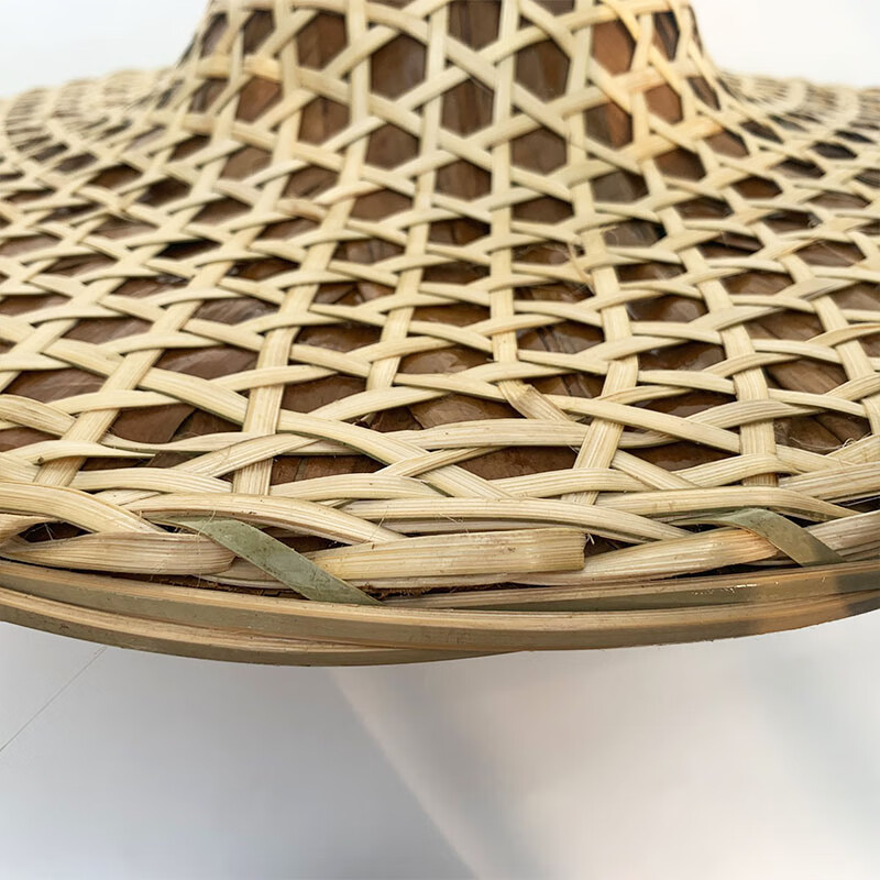 青衣麻相竹编斗笠手工编织舞台道具钓鱼帽遮阳平顶装饰遮阳帽平顶帽主