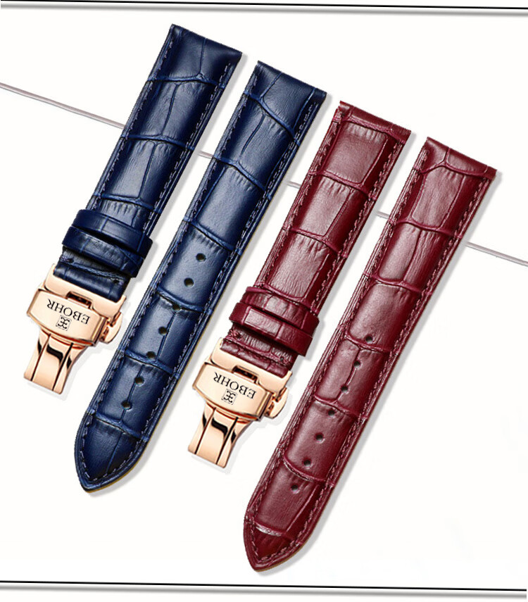 光洁-代用于-依波表带皮带蝶恋花双面牛皮表链适配 17/18/19/20mm男女