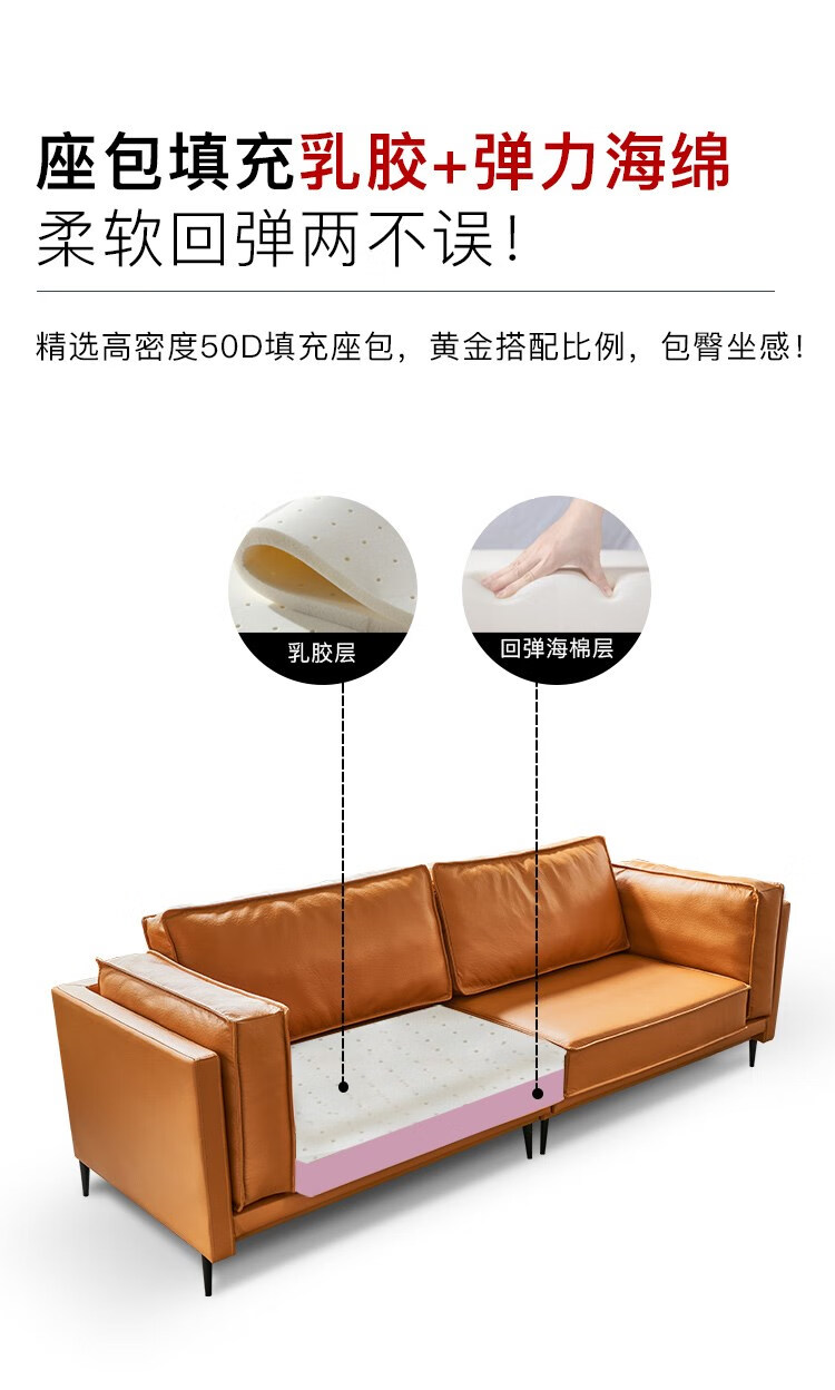 望振沙发现代简约免洗科技布沙发弹簧底座实木框架乳胶弹力海绵小户型