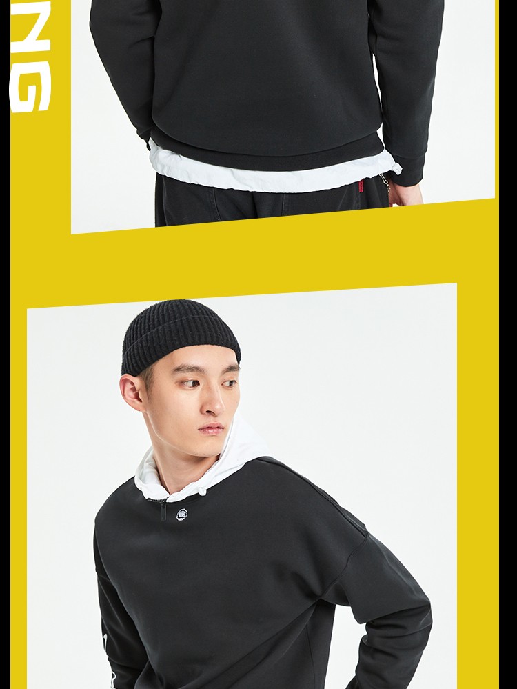 李宁卫衣badfive篮球系列男子长袖圆领针织套头衫awdq751 中卡其 awd