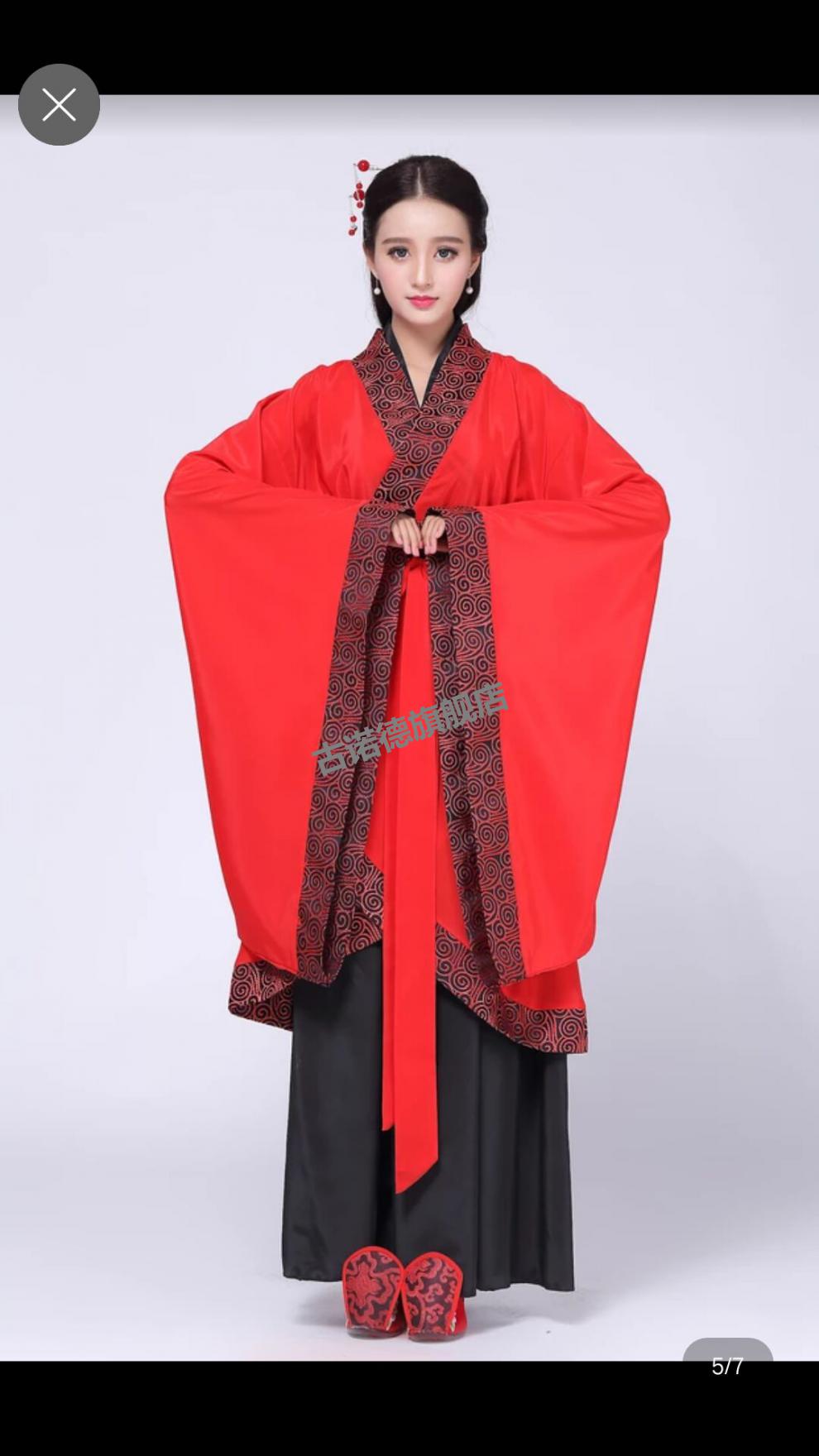 中国风成人舞蹈表演服新款古装汉服双绕曲裾唐装国学礼服女古代演出