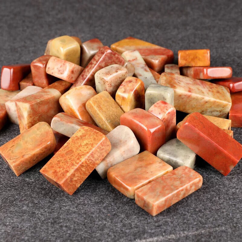 whj寿山石印章青田石料练习章料红石金石篆刻书画印石随形杂扁章批发