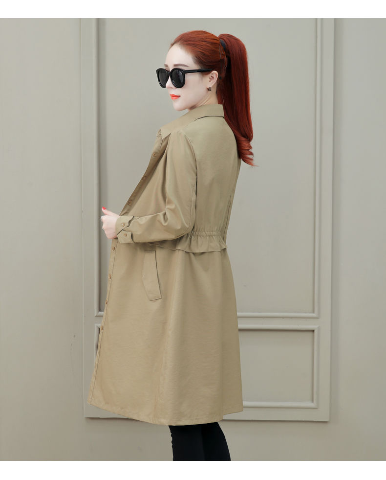风衣女春秋2021新款风衣外套女韩版时尚外衣收腰显瘦薄款外套卡其色xl