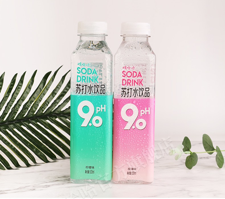 娃哈哈新ph90柠檬味玫瑰味弱碱苏打水饮料500ml15整箱柠檬味