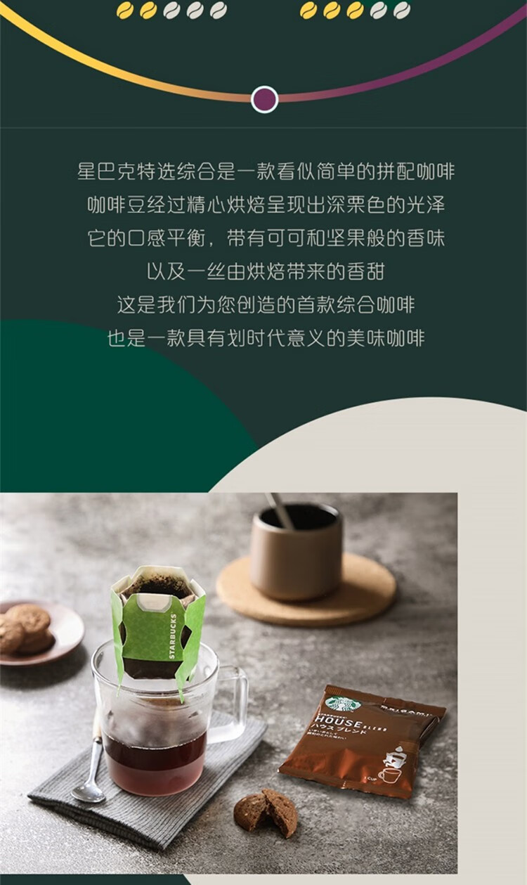 星巴克starbucks挂耳咖啡添加轻度特选综合派克佛罗娜便携式滴滤咖啡