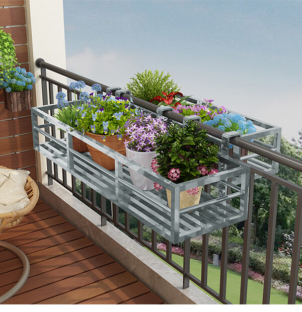 阳台悬挂式花架不锈钢架多肉栏杆室外窗台花盆架户外花槽架外挂阳台