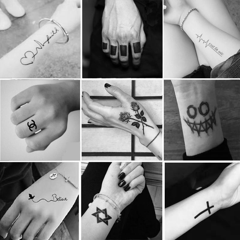 防水个性清新仿真情侣社会纹身贴纸兴班414ly30黑色彩色套餐送小剪刀